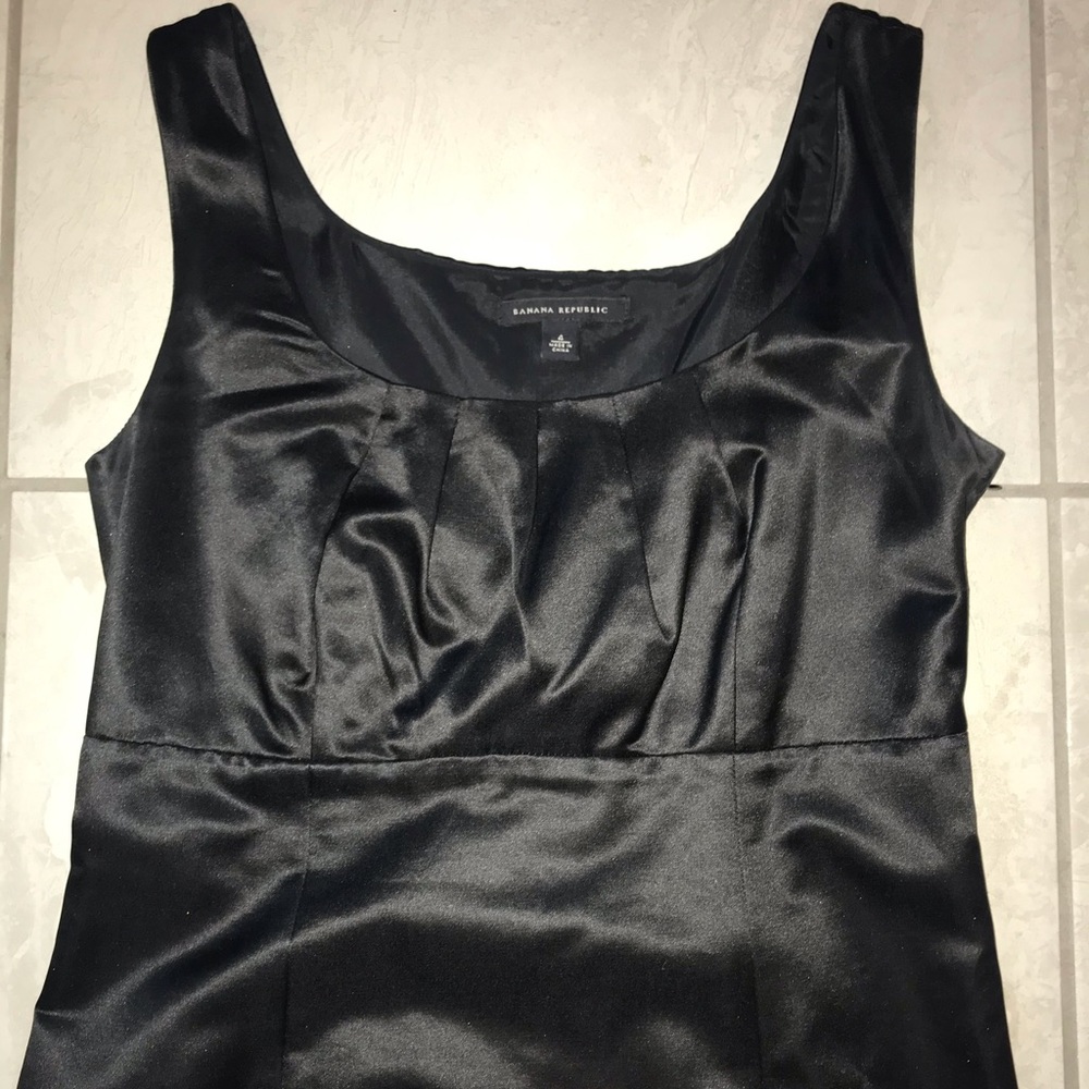 Black satin cocktail dress